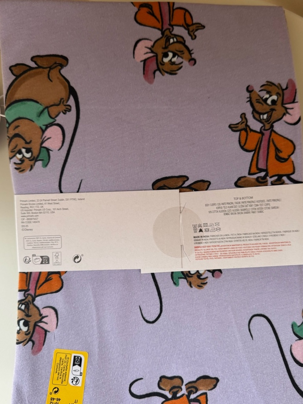 Disney Primark Cinderella Jaq & Gus Gus Pajama Set, Large - Picture 3 of 9